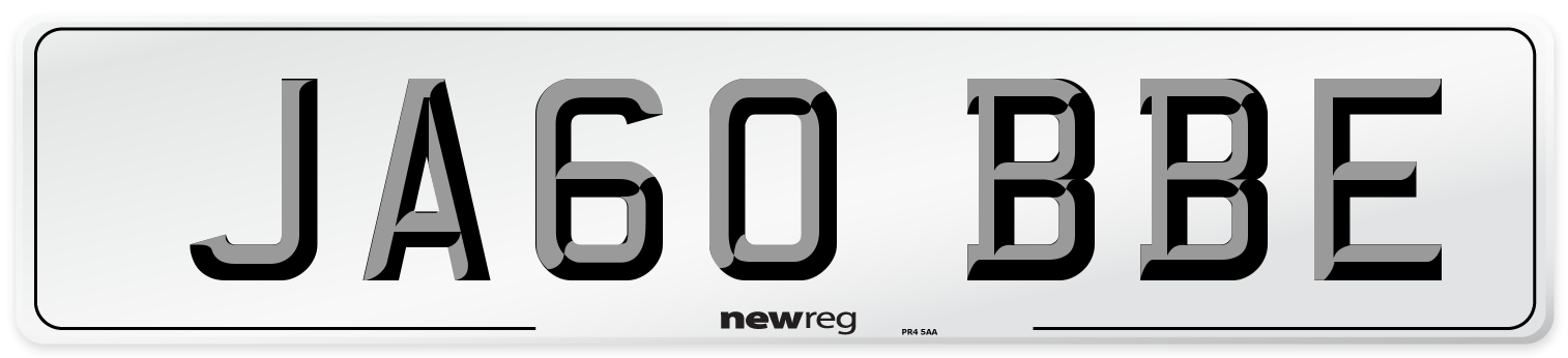JA60 BBE Number Plate from New Reg